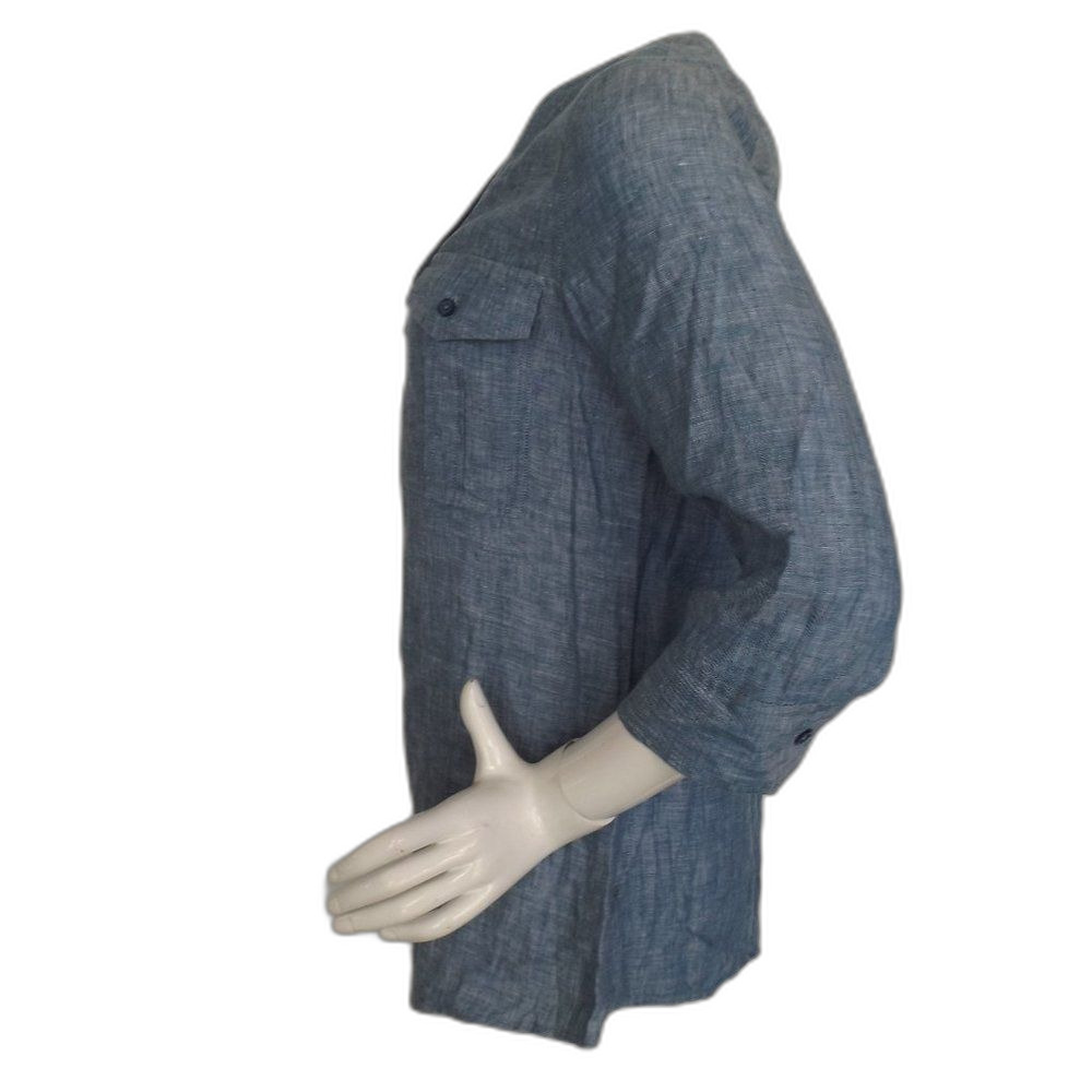 Orvis Top, M, Chambray Linen, Button Front/No Col… - image 8